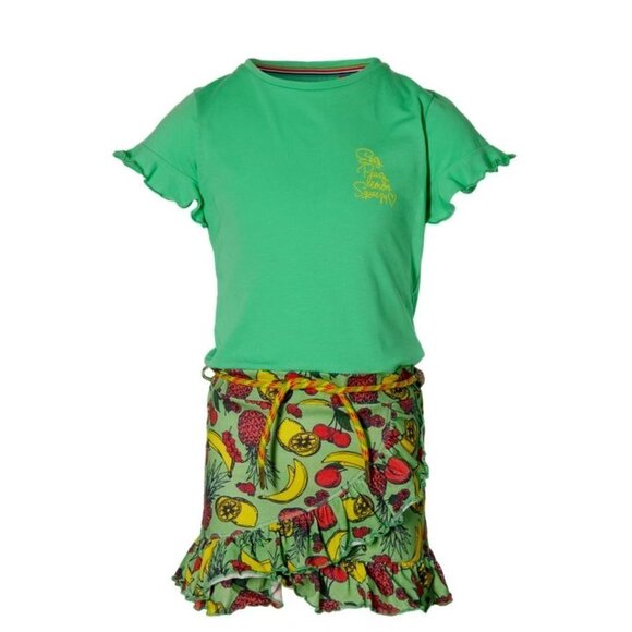 NWT QUAPI GREEN DRESS WITH FRUITS PRINT SKIRT - Picture 1 of 4